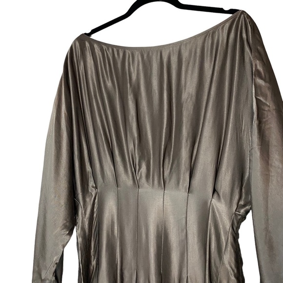 All Saints Ela Dress Metallic Asymmetrical Grey US 8 - Picture 4 of 11